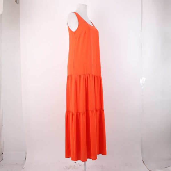 Elizabeth And James Sz XS Orange Sheer Tiered Side Zip Long 100% Polyester Dress