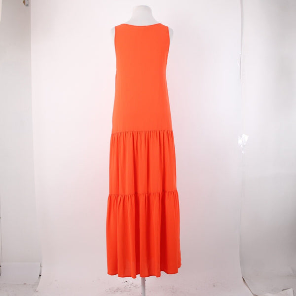 Elizabeth And James Sz XS Orange Sheer Tiered Side Zip Long 100% Polyester Dress