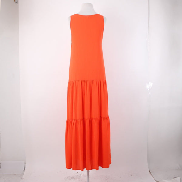 Elizabeth And James Sz XS Orange Sheer Tiered Side Zip Long 100% Polyester Dress