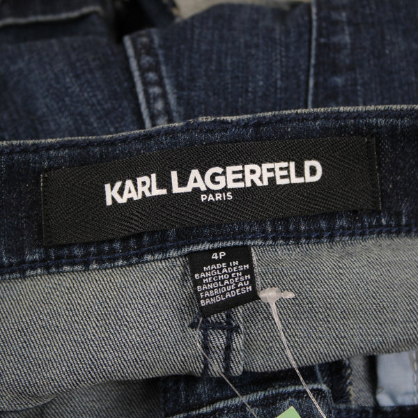 Karl Lagerfeld NEW Sz 4P x 24 Blue Denim Pocket Fringe Crop Cotton Elastane Jean