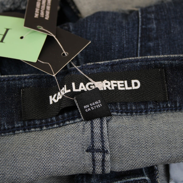 Karl Lagerfeld NEW Sz 4P x 24 Blue Denim Pocket Fringe Crop Cotton Elastane Jean