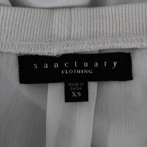 Sanctuary Sz XS Black White Knit Front Sheer Back Hi Lo Cotton Blend Top