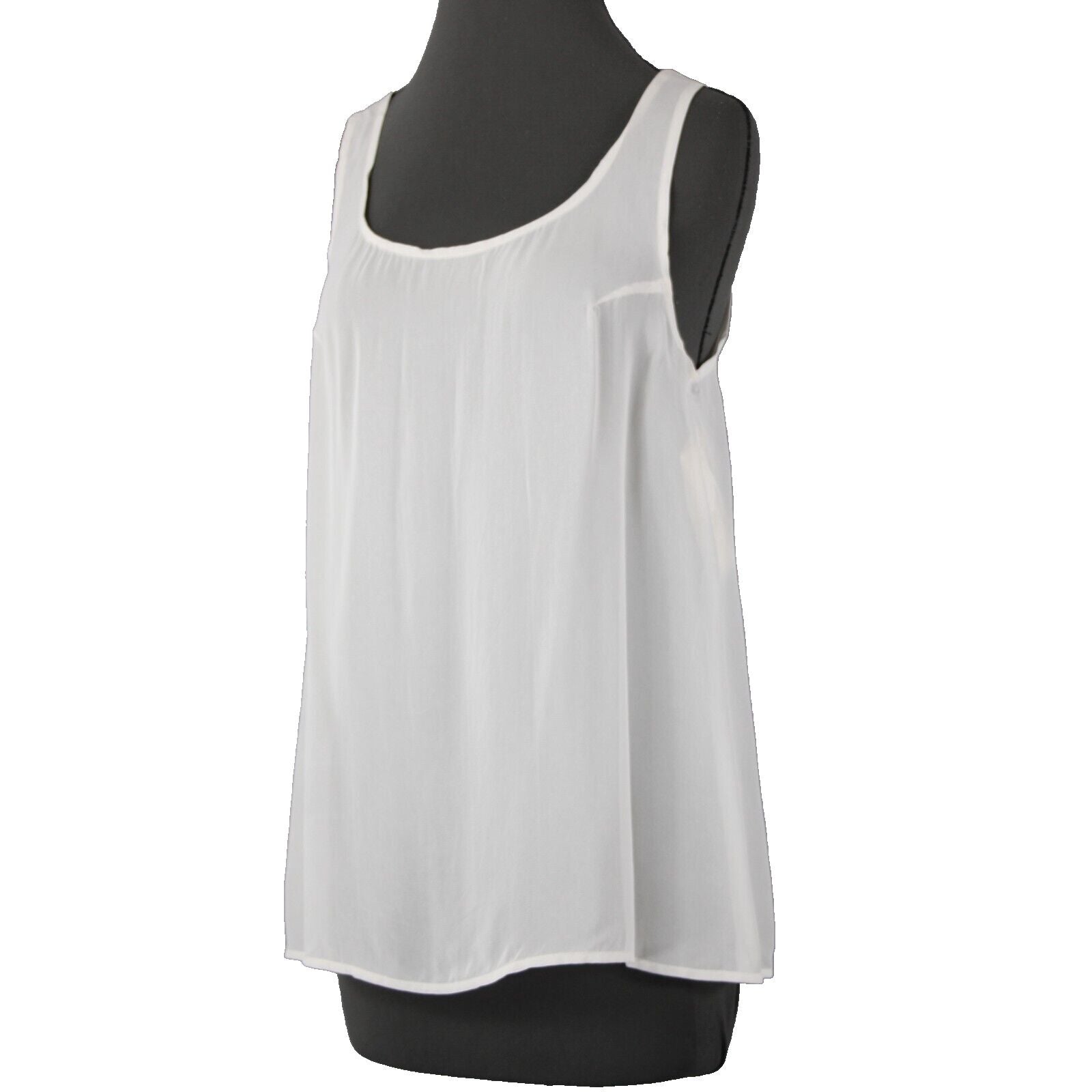 TAS NEW $110 Sz S White Sheer Sleeveless Basic Tank 100% Rayon Top
