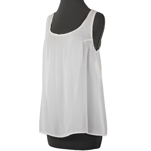 TAS NEW $110 Sz S White Sheer Sleeveless Basic Tank 100% Rayon Top