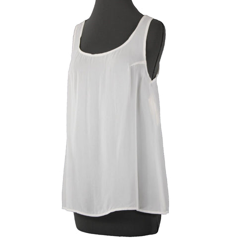 TAS NEW $110 Sz S White Sheer Sleeveless Basic Tank 100% Rayon Top