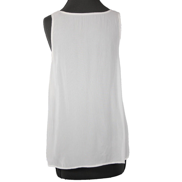 TAS NEW $110 Sz S White Sheer Sleeveless Basic Tank 100% Rayon Top