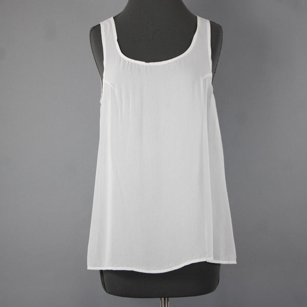 TAS NEW $110 Sz S White Sheer Sleeveless Basic Tank 100% Rayon Top