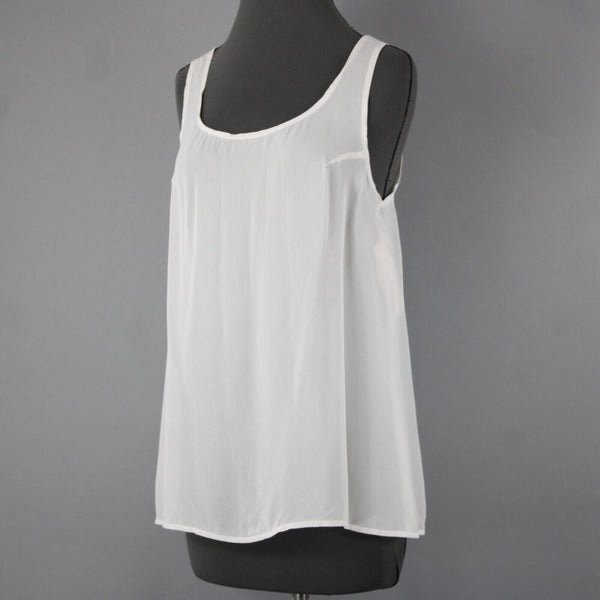 TAS NEW $110 Sz S White Sheer Sleeveless Basic Tank 100% Rayon Top
