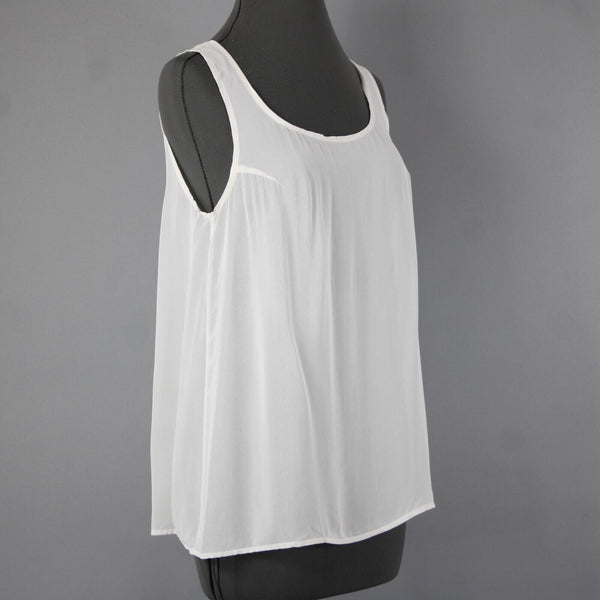 TAS NEW $110 Sz S White Sheer Sleeveless Basic Tank 100% Rayon Top
