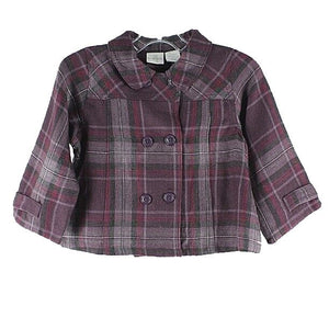 Koala Kids NEW $21 Sz 36 mo Plum Charcoal Plaid Acrylic Wool Polyester Jacket