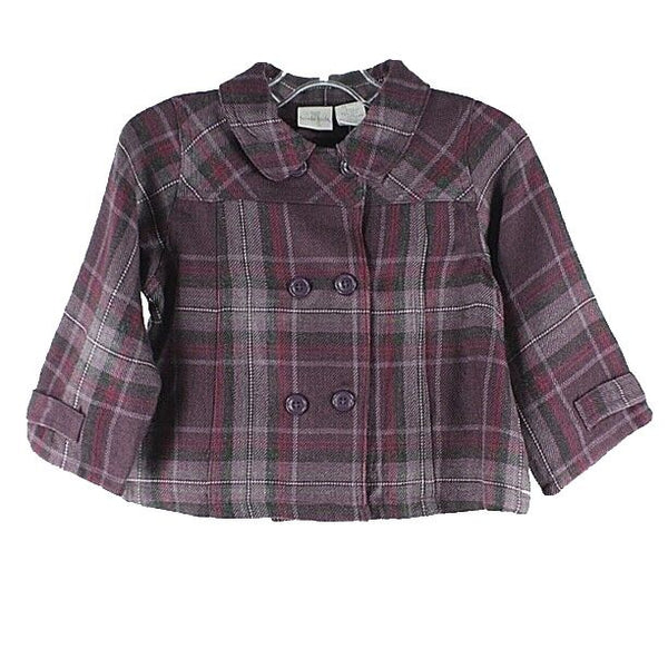 Koala Kids NEW $21 Sz 36 mo Plum Charcoal Plaid Acrylic Wool Polyester Jacket