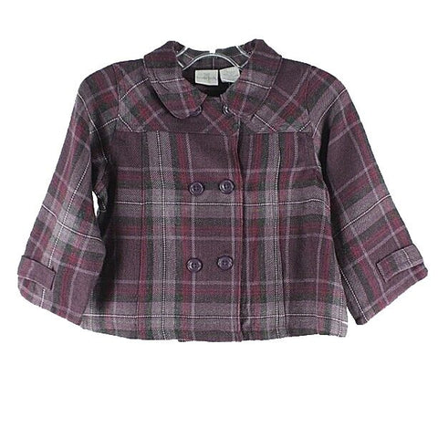 Koala Kids NEW $21 Sz 36 mo Plum Charcoal Plaid Acrylic Wool Polyester Jacket