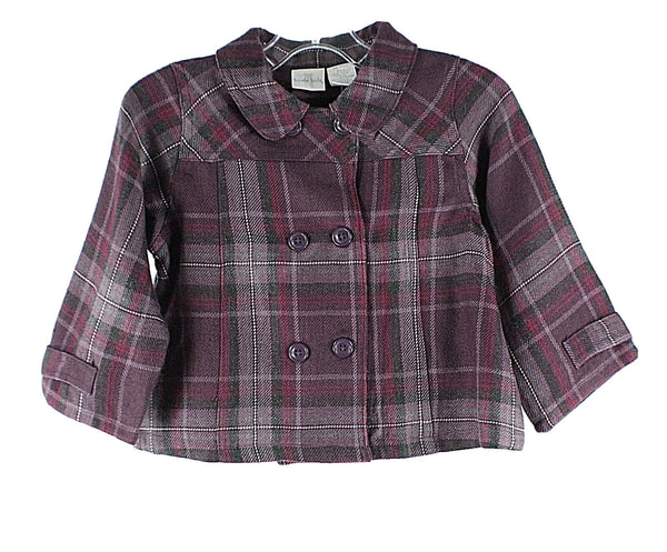 Koala Kids NEW $21 Sz 36 mo Plum Charcoal Plaid Acrylic Wool Polyester Jacket