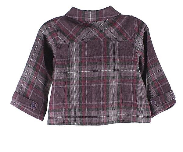 Koala Kids NEW $21 Sz 36 mo Plum Charcoal Plaid Acrylic Wool Polyester Jacket