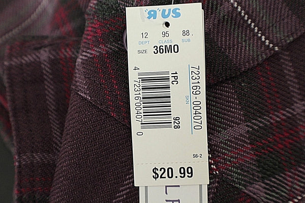 Koala Kids NEW $21 Sz 36 mo Plum Charcoal Plaid Acrylic Wool Polyester Jacket
