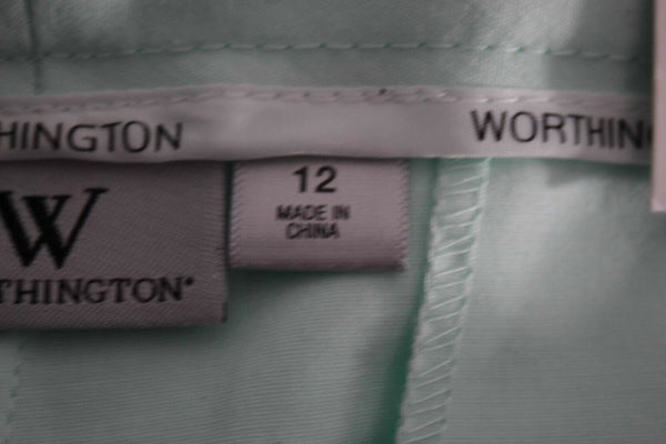 Worthington NEW $36 Sz 12 X 30 Mint Green Cropped Cotton Spandex Pant