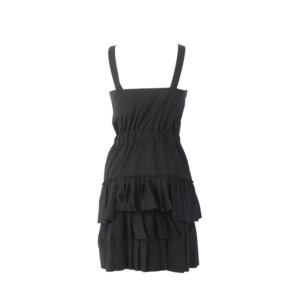 Cynthia Steffe Dress NEW $255 Sz 8 Black Ruffled Square Neck Cotton Dress