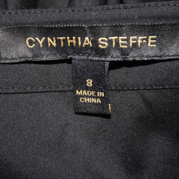 Cynthia Steffe Dress NEW $255 Sz 8 Black Ruffled Square Neck Cotton Dress