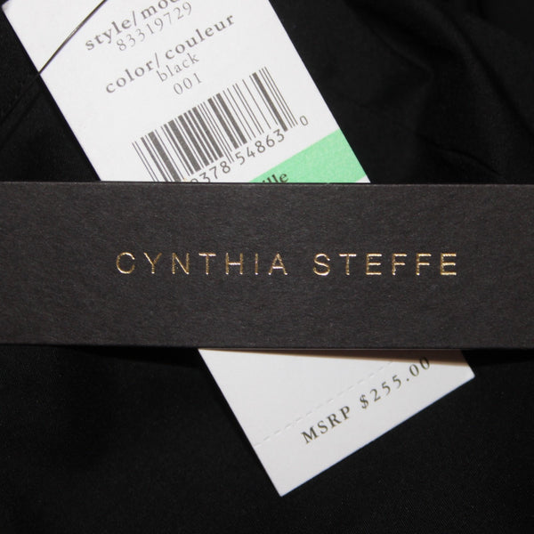 Cynthia Steffe Dress NEW $255 Sz 8 Black Ruffled Square Neck Cotton Dress