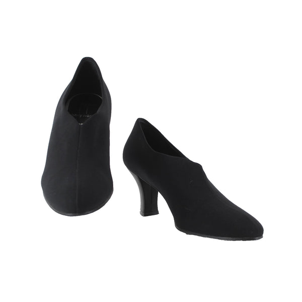 Thierry Rabotin Heels Flair Sz 38 Black Slip On Micro Fiber Leather 2" Heels