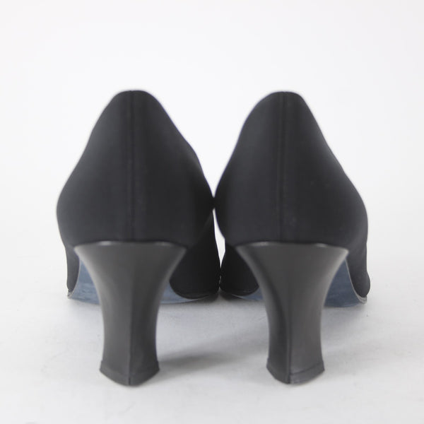 Thierry Rabotin Heels Flair Sz 38 Black Slip On Micro Fiber Leather 2" Heels