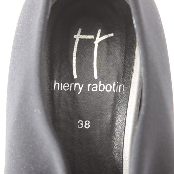 Thierry Rabotin Heels Flair Sz 38 Black Slip On Micro Fiber Leather 2" Heels