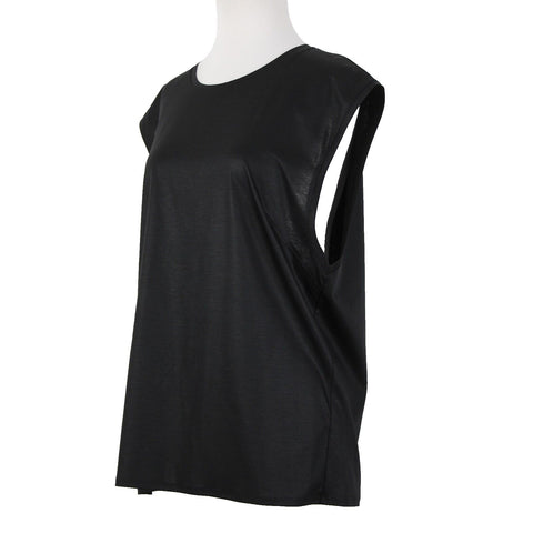 Helmut Lang Sz M Black Sleeveless Slit Back 100% Cotton Top