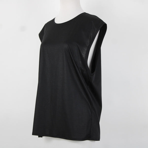 Helmut Lang Sz M Black Sleeveless Slit Back 100% Cotton Top