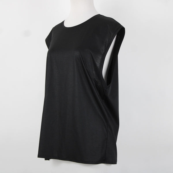 Helmut Lang Sz M Black Sleeveless Slit Back 100% Cotton Top