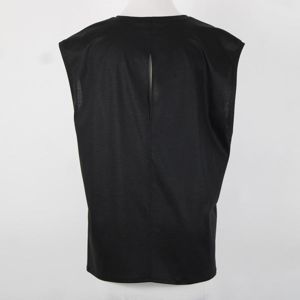 Helmut Lang Sz M Black Sleeveless Slit Back 100% Cotton Top