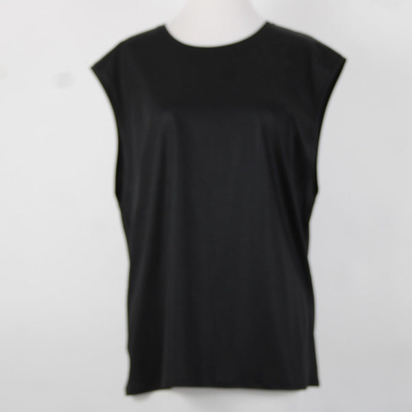 Helmut Lang Sz M Black Sleeveless Slit Back 100% Cotton Top