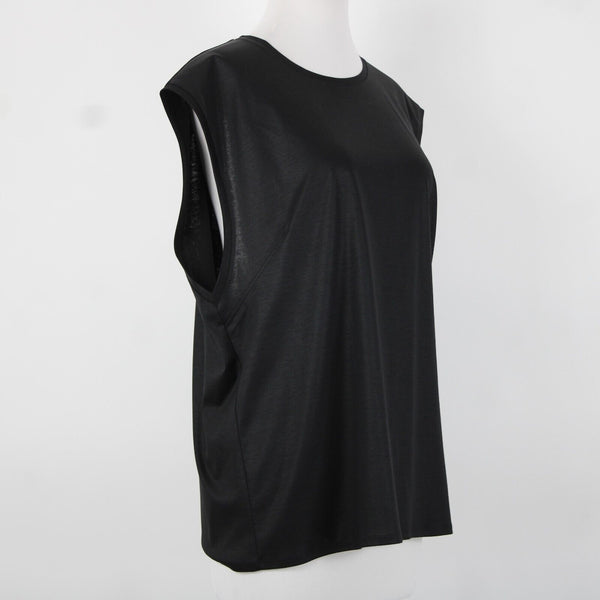 Helmut Lang Sz M Black Sleeveless Slit Back 100% Cotton Top