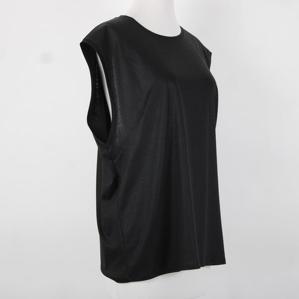 Helmut Lang Sz M Black Sleeveless Slit Back 100% Cotton Top