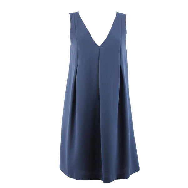 BcbGeneration Sz XS Navy Blue V Neck Flowy Lined 100% Polyester Acetate Dress