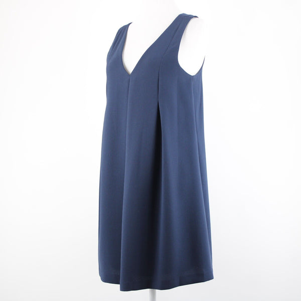 BcbGeneration Sz XS Navy Blue V Neck Flowy Lined 100% Polyester Acetate Dress