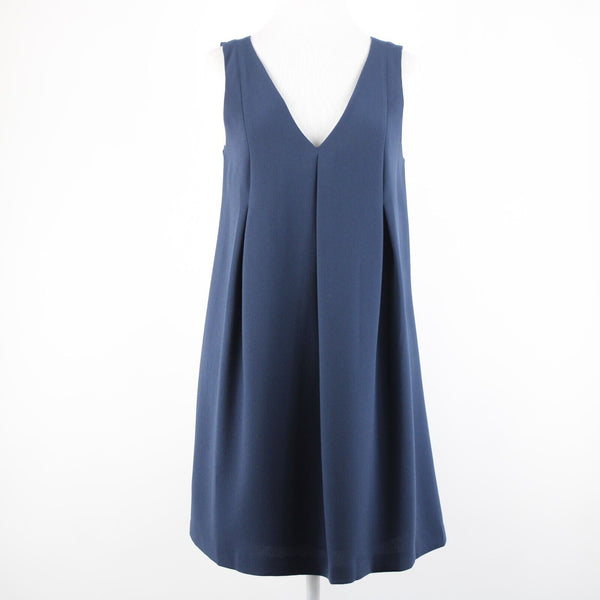 BcbGeneration Sz XS Navy Blue V Neck Flowy Lined 100% Polyester Acetate Dress