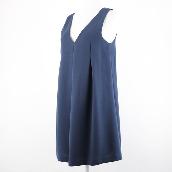 BcbGeneration Sz XS Navy Blue V Neck Flowy Lined 100% Polyester Acetate Dress