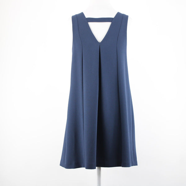 BcbGeneration Sz XS Navy Blue V Neck Flowy Lined 100% Polyester Acetate Dress