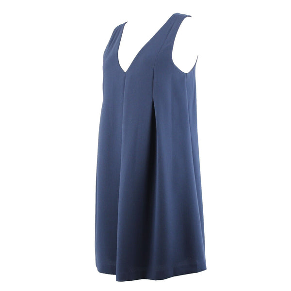 BcbGeneration Sz XS Navy Blue V Neck Flowy Lined 100% Polyester Acetate Dress