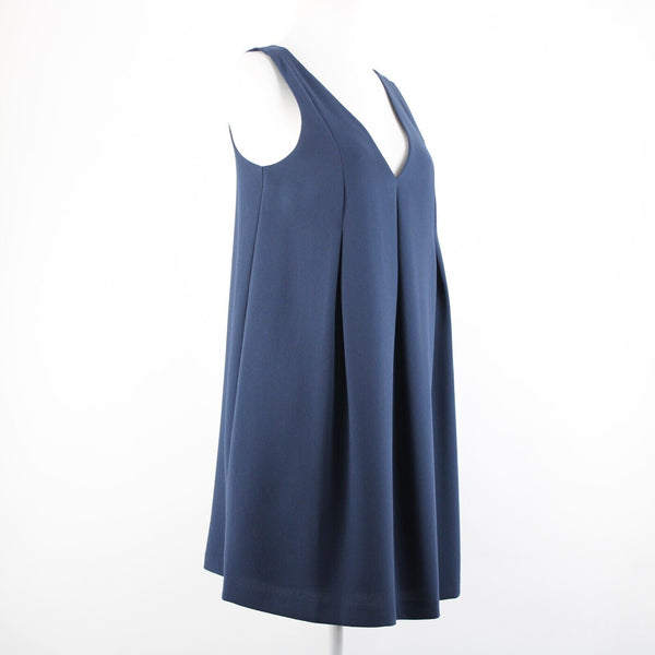 BcbGeneration Sz XS Navy Blue V Neck Flowy Lined 100% Polyester Acetate Dress