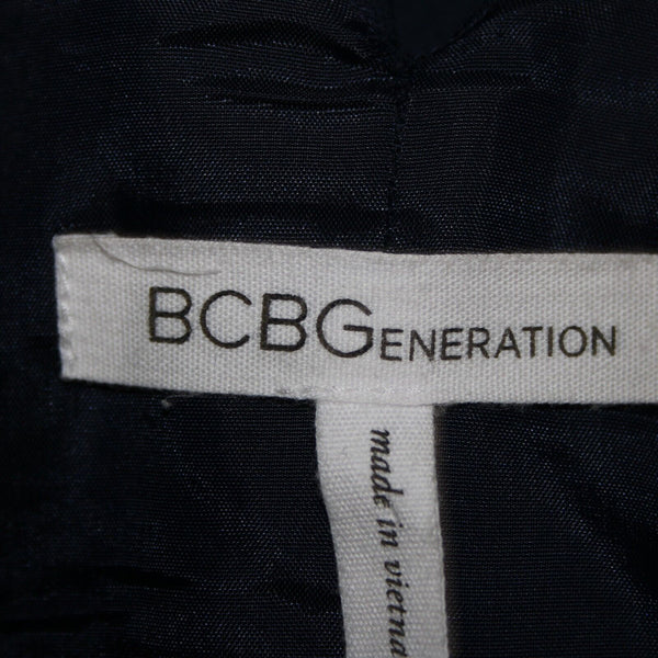 BcbGeneration Sz XS Navy Blue V Neck Flowy Lined 100% Polyester Acetate Dress