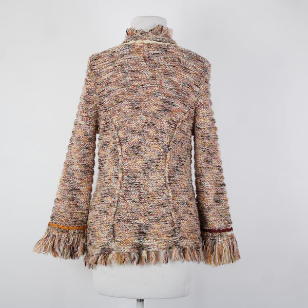 Angel Of The North Sz L Red Yellow Multicolor Poly Acrylic Cardigan Sweater