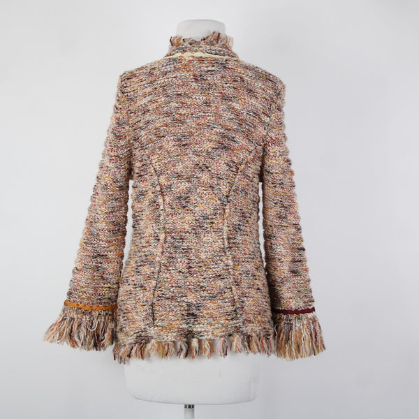 Angel Of The North Sz L Red Yellow Multicolor Poly Acrylic Cardigan Sweater