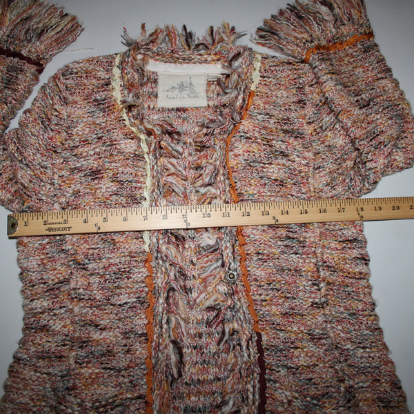 Angel Of The North Sz L Red Yellow Multicolor Poly Acrylic Cardigan Sweater