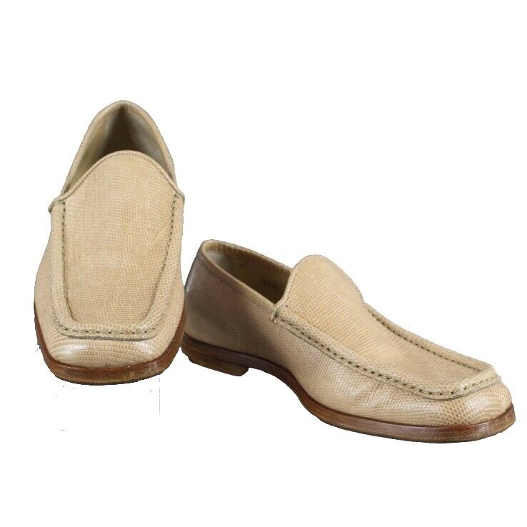 Valentino Garavani Sz 38.5/7 Tan Slip On Textured Leather Men's Loafers