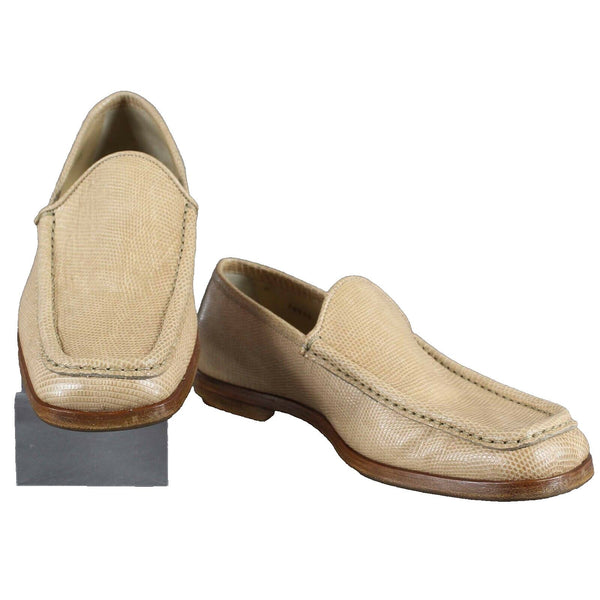 Valentino Garavani Sz 38.5/7 Tan Slip On Textured Leather Men's Loafers