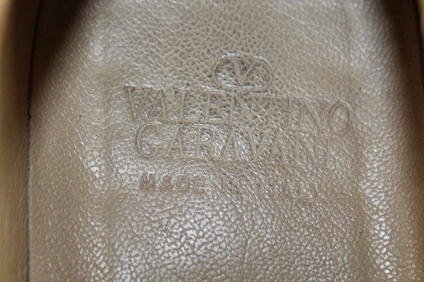 Valentino Garavani Sz 38.5/7 Tan Slip On Textured Leather Men's Loafers