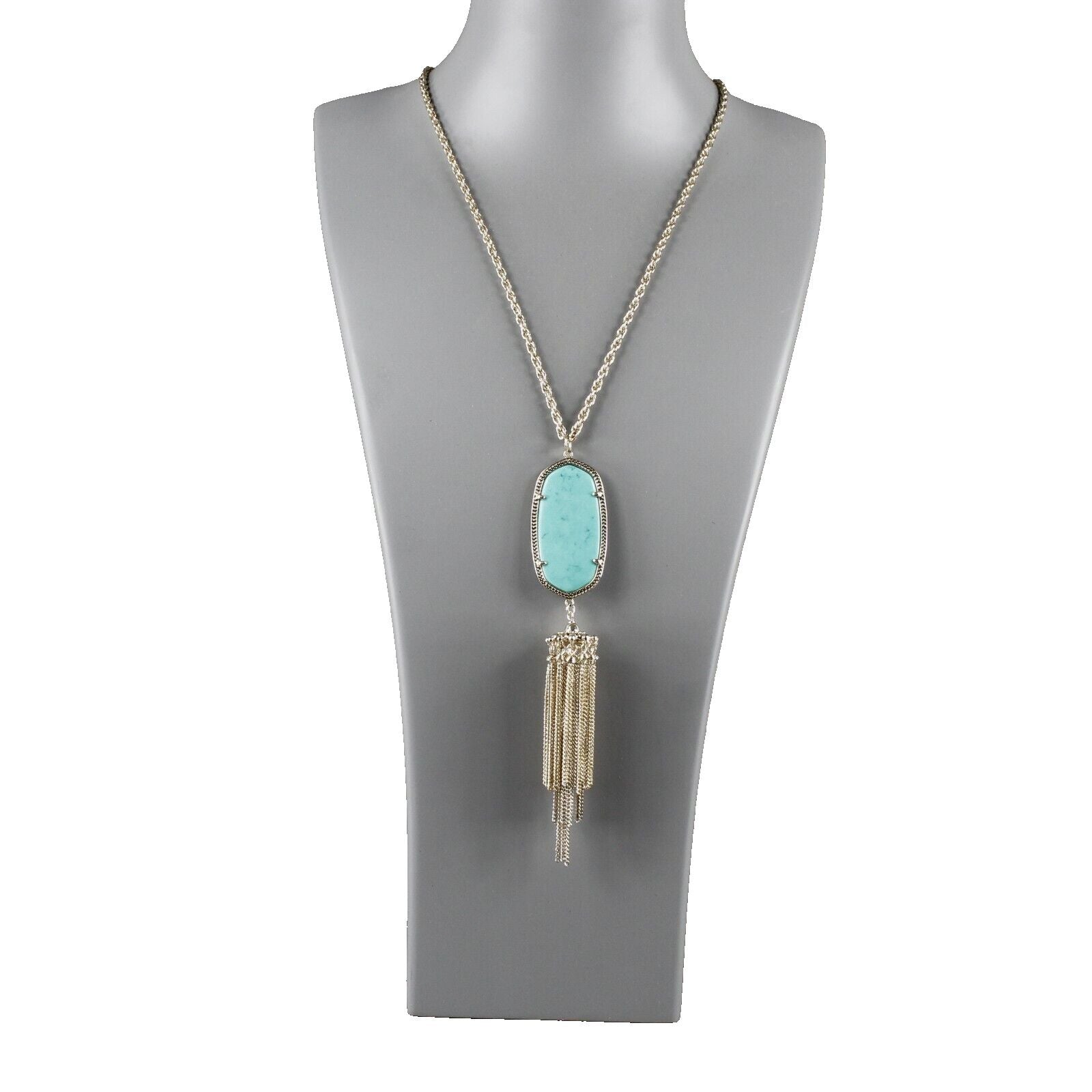Kendra Scott Aqua Tassle 15" Ext 1.5" Goldtone Lobster Claw Necklace