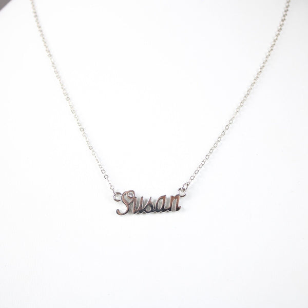 SUSAN Name NEW Silvertone Rhinestone 14.5" w 4.5" Multi Ring Extender Necklace