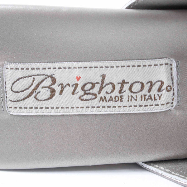 Brighton Sz 6.5M Brown Metallic Silver Buckle Cork Slip On 3.5" Wedge Heel